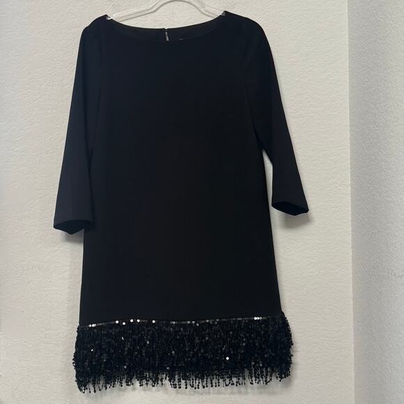 Kate Spade Sequin Fringe Mini Dress Black Size 8 - Picture 2 of 7